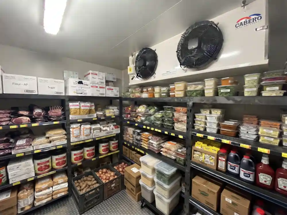 Commercial Kitchen Cool Room Newcastle Commercial kitchen cool room stocked with fresh produce installed by Mercury Refrigeration Newcastle